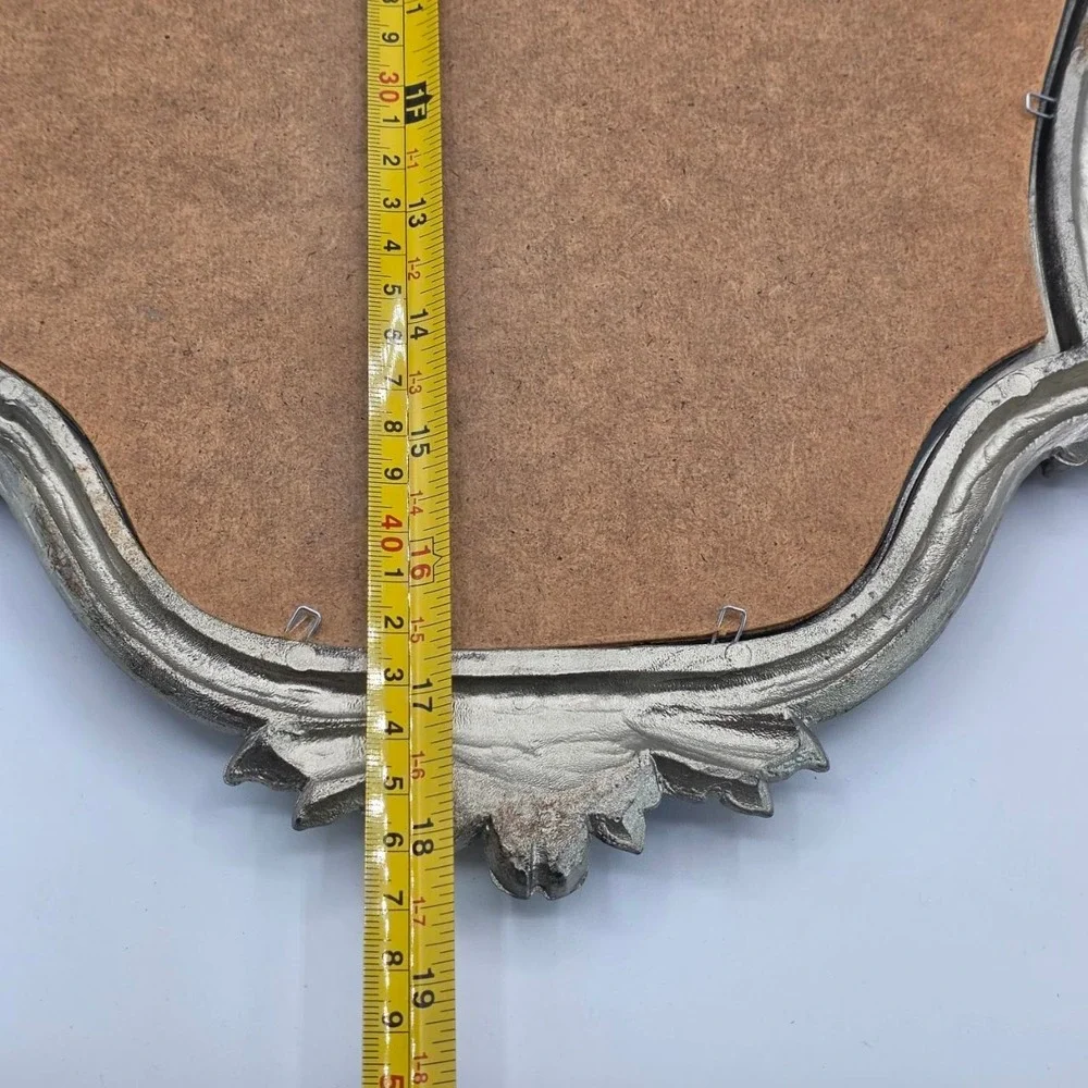 Vintage Italian Ornate Wall Mirror Antique Silver Rococo Baroque Frame Italy
